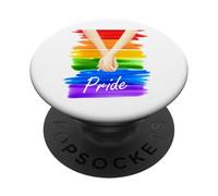 Bandiera arcobaleno, donne che si tengono per mano, orgoglio gay, giorno dell'orgoglio LGBT PopSockets PopGrip Adesivo