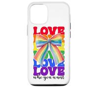 Bandiera arcobaleno Gay Pride LGBTQ Coquette Bow Love Who You Want Custodia per iPhone 12/12 Pro
