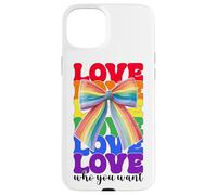 Bandiera arcobaleno Gay Pride LGBTQ Coquette Bow Love Who You Want Custodia per iPhone 15 Plus