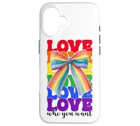 Bandiera arcobaleno Gay Pride LGBTQ Coquette Bow Love Who You Want Custodia per iPhone 16
