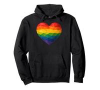 Bandiera Arcobaleno Geometrica Cuore Basso Poli LGBTQ Felpa con Cappuccio