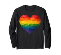 Bandiera Arcobaleno Geometrica Cuore Basso Poli LGBTQ Maglia a Manica