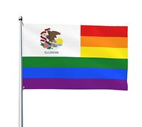 Bandiera Arcobaleno Lgbt Dell'Illinois Per L'Orgoglio Garden Flag Durevole Bandiere Da Giardino Divertente Bandiere Di Benvenuto Per Patio Fattoria Interni 90X150 Cm
