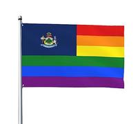 Bandiera Arcobaleno Lgbt Dell'Orgoglio Del Maine Bandiere Di Benvenuto Con 2 Occhielli Garden Flag Durevole Bandiere Da Giardino Per Patio Interni All'Aperto 90X150 Cm