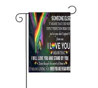 Bandiera arcobaleno LGBT Gay Pride "Ti amerò e ti starò accanto", bandiera da giardino, 12x18 pollici, bandiere da esterno bifacciali, striscioni di benvenuto, bandiera festiva per feste, decorazione