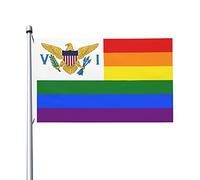Bandiera arcobaleno LGBT Pride delle Isole Vergini americane, bandiere per esterni, 3x5 piedi, bandiera in poliestere resistente bifacciale per casa, cortile, festival, decorazioni da giardino, bandie