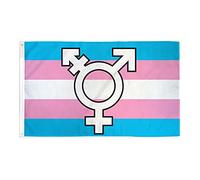 BANDIERA ARCOBALENO ORGOGLIO TRANSESSUALE CON SIMBOLO 90x60cm - BANDIERA TRANGENDER - RAINBOW FLAG 60 x 90 cm - AZ FLAG