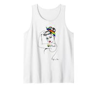 Bandiera Arcobaleno retrò LGBT Girl Power Gay Pride RosietheRiveter Canotta
