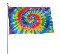 Bandiera arcobaleno Tie Dye, 119,4 x 177,8 cm, stampa su entrambi i lati, bandiera decorativa da giardino, non sbiadisce, con occhielli in ottone, sfondo fotografico da appendere, per interni ed