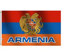 Bandiera Armenia, 90 x 150 cm, per esterni, grande, media, utilizzabile su entrambi i lati, resistente poliestere 100D, testa in tela e doppia cucitura, occhielli in ottone per una facile
