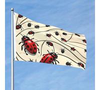 Bandiera artistica a forma di coccinella, 0,6 x 0,9 m, doppia faccia, non sbiadisce, bandiera da giardino di benvenuto, bandiera da giardino con ottone per esterni, decorazione per cortile, portico