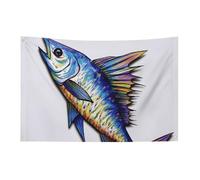 Bandiera artistica a forma di pesce, 0,9 x 1,5 m, non sbiadisce, bandiera di benvenuto, giardino, cortile, casa, bandiera, decorazione per la casa