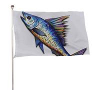 Bandiera artistica a forma di pesce, 119,4 x 177,8 cm, stampa su entrambi i lati, bandiera decorativa da giardino, non sbiadisce, con occhielli in ottone, sfondo fotografico da appendere per interni