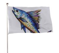 Bandiera artistica a forma di pesce, 152,4 x 243,8 cm, stampa su entrambi i lati, bandiera decorativa da giardino, non sbiadisce, con occhielli in ottone, sfondo fotografico da appendere per interni