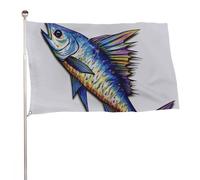 Bandiera artistica a forma di pesce, 89 x 150 cm, stampa su entrambi i lati, bandiera decorativa da giardino, non sbiadisce, con occhielli in ottone, sfondo fotografico da appendere, per interni ed