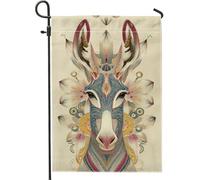 Bandiera artistica colorata da giardino con cervi, striscione floreale primaverile estivo per la casa, decorazione per prato all'aperto su entrambi i lati, design vivace per feste, 30,5 x 45,7 cm