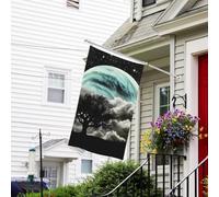 Bandiera artistica con albero nero notte stellata, bandiera da giardino su entrambi i lati, resistente allo sbiadimento, bandiera per esterni, divertente bandiera per vacanze con occhielli in metallo