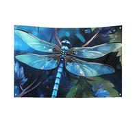 Bandiera artistica con libellula blu, 152,4 x 243,8 cm, non sbiadisce, bandiera di benvenuto da giardino, cortile, casa, cartello decorativo per interni ed esterni, decorazione per la casa