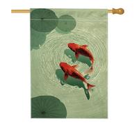 Bandiera artistica da giardino a forma di carpa verde, striscione decorativo su entrambi i lati per prato esterno, decorazione per la casa primaverile ed estate, decorazione da giardino 71 x 101 cm
