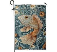 Bandiera artistica da giardino a forma di pesce, design colorato con pesci, decorazione per la casa e il giardino, bandiera da giardino su entrambi i lati, decorazione stagionale per esterni, perfetta