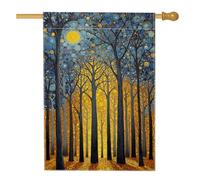 Bandiera artistica da giardino con albero blu, cielo notturno con luna, decorazione per esterni, striscione in iuta su entrambi i lati per la decorazione autunnale stagionale del cortile 71 x 101 cm
