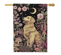 Bandiera artistica da giardino con cane nero, bandiera floreale Golden Retriever, bandiera a doppia faccia per cortile per primavera estate decorazione per prato all'aperto 71 x 101 cm