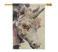Bandiera artistica da giardino floreale con cavallo magico, bandiera decorativa per la casa con fiori di pesco, bandiera su entrambi i lati in iuta per la decorazione del prato all'aperto, 71 x 101 cm