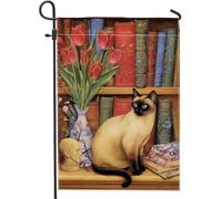 Bandiera artistica floreale da giardino, con tulipani rossi, decorazione per la casa, in iuta su entrambi i lati, decorazione per esterni per primavera estate 30,5 x 45,7 cm