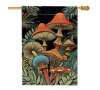 Bandiera artistica multicolore da giardino a forma di fungo, decorazione per esterni ispirata alla natura, striscione in iuta su entrambi i lati per decorazione stagionale del prato, 71 x 101 cm
