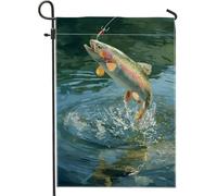 Bandiera artistica multicolore da giardino con pesci, bandiera decorativa per pesca alla trota arcobaleno, bandiera su entrambi i lati, per decorazione esterna del prato, 30,5 x 45,7 cm