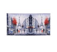 Bandiera artistica stampata con albero della città di Parigi, Torre Eiffel, striscione colorato per feste, ideale per giardino, bar e riunioni di amici