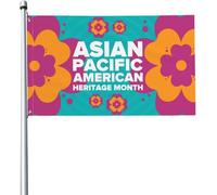 Bandiera Asian American And Pacific Islander Heritage Month Bandiera Della Brezza 2 Occhielli Metallici Striscione All'Aperto, Per Balcone, All'Aperto Al Coperto, Feste Estive, 90x150cm