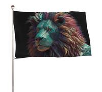 Bandiera astratta 3D con leone, 152,4 x 243,8 cm, stampa su entrambi i lati, bandiera decorativa da giardino, non sbiadisce, con occhielli in ottone da appendere, sfondo fotografico per interni ed