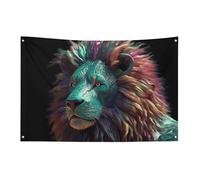 Bandiera astratta 3D con leone 3 x 5 Ft No Fade Bandiera di benvenuto Giardino Cortile Casa Bandiere Decorative Garden Yard Sign Indoor Outdoor Banner Party Home Decor