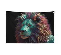 Bandiera astratta 3D con leone 3 x 5 Ft No Fade Bandiera di benvenuto Giardino Cortile Casa Bandiere Decorative Garden Yard Sign Indoor Outdoor Banner Party Home Decor