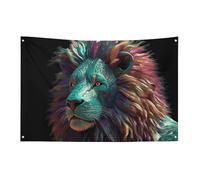 Bandiera astratta 3D con leone 3 x 5 Ft No Fade Bandiera di benvenuto Giardino Cortile Casa Bandiere Decorative Garden Yard Sign Indoor Outdoor Banner Party Home Decor