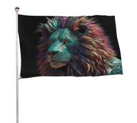 Bandiera astratta 3D con leone, 61 x 88,9 cm, stampa su entrambi i lati, bandiera decorativa da giardino, non sbiadisce, con occhielli in ottone da appendere, sfondo fotografico per interni ed esterni