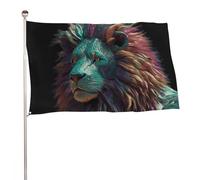 Bandiera astratta 3D con leone, 89 x 150 cm, stampa su entrambi i lati, bandiera decorativa da giardino, non sbiadisce, con occhielli in ottone da appendere, sfondo fotografico per interni ed esterni
