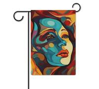 Bandiera astratta colorata con viso donna 30,5 x 45,7 cm in poliestere a doppia faccia bandiere da giardino di benvenuto bandiere banner decorazione esterna per cortile portico prato