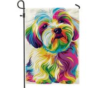 Bandiera astratta colorata da giardino per cani, bandiere estive multicolore per la decorazione della casa degli animali domestici, vivace bandiera da cortile su entrambi i lati, decorazione per prato