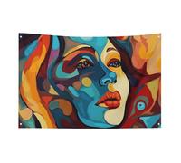 Bandiera astratta colorata faccia donna 3x5 Ft No Fade Bandiera di benvenuto Giardino Yard House Bandiere decorative Giardino Yard Segno Indoor Outdoor Banner Party Home Decor