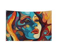 Bandiera astratta colorata faccia donna 3x5 Ft No Fade Bandiera di benvenuto Giardino Yard House Bandiere decorative Giardino Yard Segno Indoor Outdoor Banner Party Home Decor