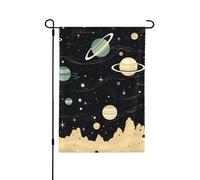 Bandiera astratta da giardino con disegno a mano dell'universo, 32 x 48 cm, double face, decorativa per esterni, in poliestere, resistente alle intemperie, per prato, patio, balcone, cortile