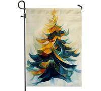 Bandiera astratta da giardino per albero di Natale, bandiere decorative gialle e blu, bandiera bifacciale festiva per festa d'inverno, decorazione moderna per terrazzo, prato, 30,5 x 45,7 cm