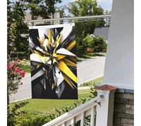 Bandiera astratta nera, bianca, gialla, 6 x 90 cm, per interni ed esterni, primavera, estate, autunno, inverno, giardino, bandierine verticali su entrambi i lati, per decorazioni da cortile