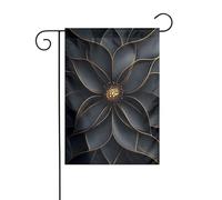 Bandiera astratta nera dorata geometrica da giardino con fiori 30 x 45 cm verticale su entrambi i lati per fattoria vacanze decorazioni esterne bandiera cortile