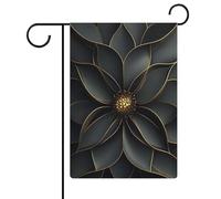 Bandiera astratta nera dorata geometrica da giardino con fiori stagionali in iuta double face bandiere esterne 30,5 x 45,7 cm
