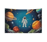 Bandiera astronauta con razzo spaziale esterno, 152,4 x 243,8 cm, non sbiadisce, bandiera di benvenuto, giardino, cortile, casa, bandiera, decorazione per interni ed esterni, decorazione per la casa