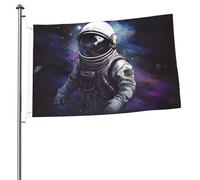 Bandiera astronauta con stampa fronte/retro, da giardino, per esterni, festività, con occhielli, sfondo fotografico, per interni ed esterni