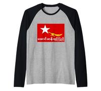 Bandiera Aung San SUU KYI NLD Maglia con Maniche Raglan
